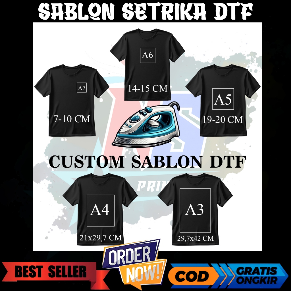 CUSTOM SABLON SETRIKA UKURAN A3/A4/A5