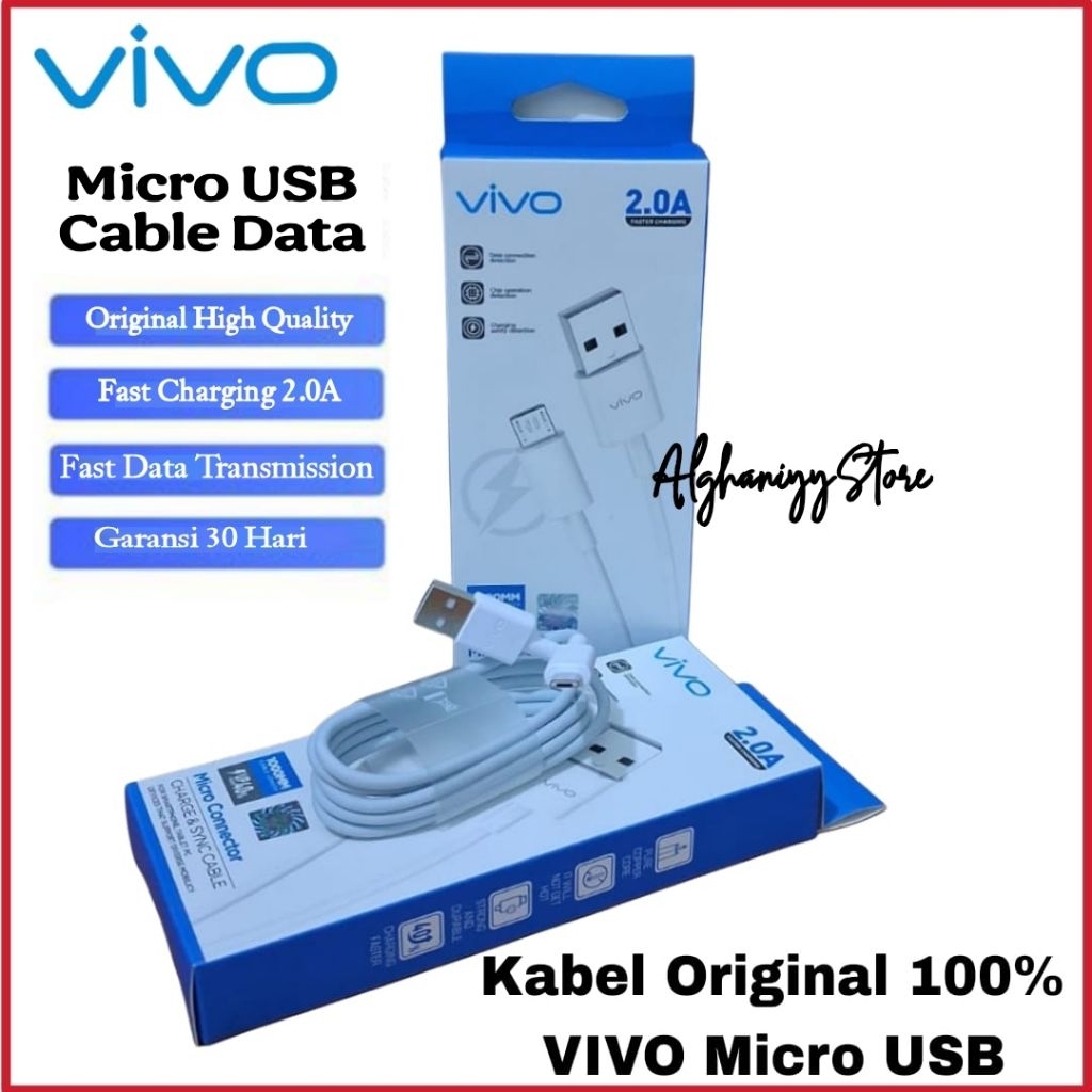 Kabel Data VIVO V9 V15 V15 Pro Fast Charging Original 100% Kabel VIVO 2.0A Micro USB