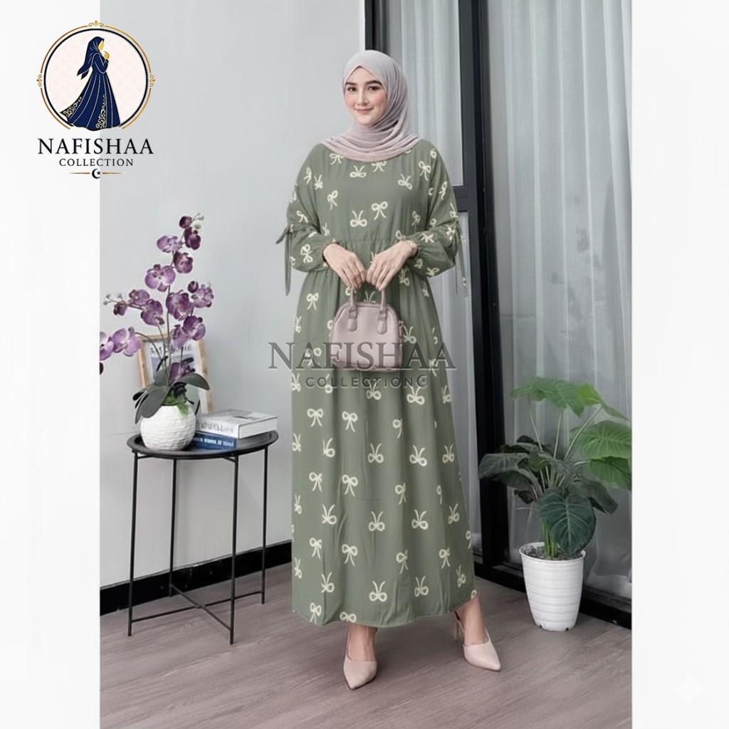 Gamis Pita Model Lengan Balon Bahan Premium Busana Muslim Wanita / Dress Busui Ld 120