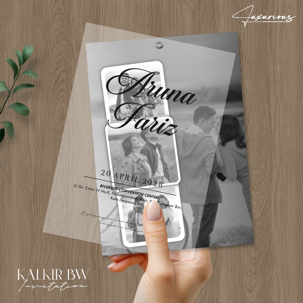 UNDANGAN PERNIKAHAN CUSTOM HITAM PUTIH - UNDANGAN NIKAH KALKIR BW GLOSSY - UNDANGAN AESTHETIC MURAH