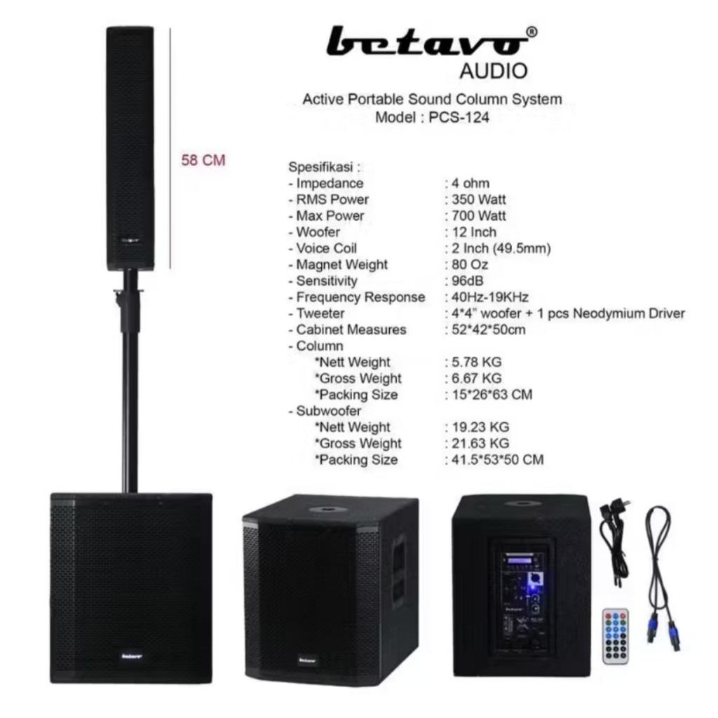 SPEAKER AKTIF Column BETAVO PCS 124 ORIGINAL