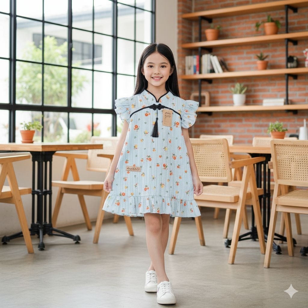 Arsyila kids Dress Sanghai Elora Anak Perempuan Usia 8bulan Sampai 8tahun