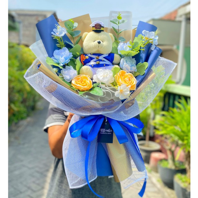 BUKET BONEKA PROFESI / BUCKET PELANTIKAN POLISI TENTARA TNI AD AL AU DOKTER PELAUT ALFLORISTIN