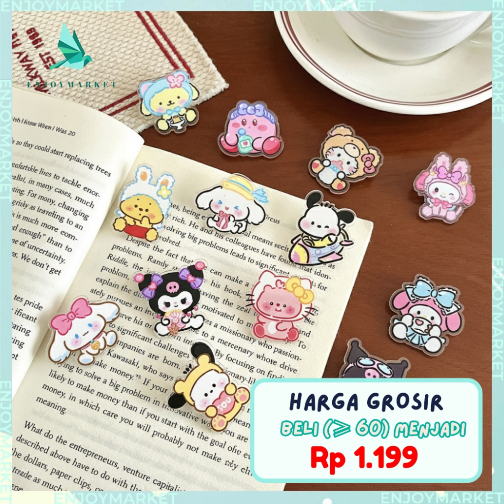 Pin Bros Motif Sanrio Pin Baju Tas Topi Lucu Pin Hijab Anak Souvenir Kartun Pin Akrilik AC019
