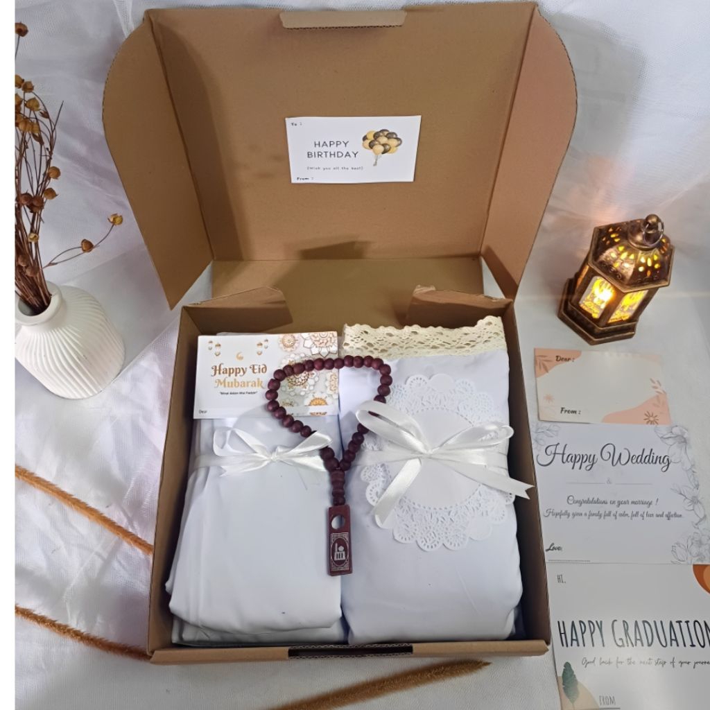 Hampers Mukenah Dewasa resleting Mukena Katun polos Renda Bali Jumbo /Hampers kado mukena dewasa/Ham