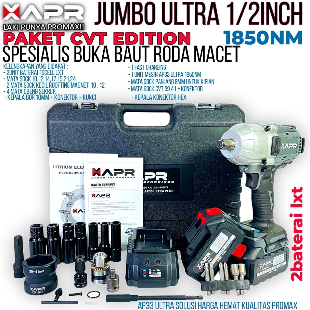XAPR RAJA IMPACT WRENCH JUMBO ULTRA CVT EDITION AP33ULTRAPLUS  BOR PEMBUKA BAUT RODA CVT