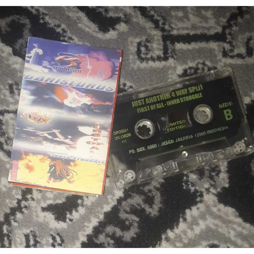 Kaset Just Another 4 Way Split Hardcore : Inner Struggle / Garis Lurus / Hardside / First Of All - O