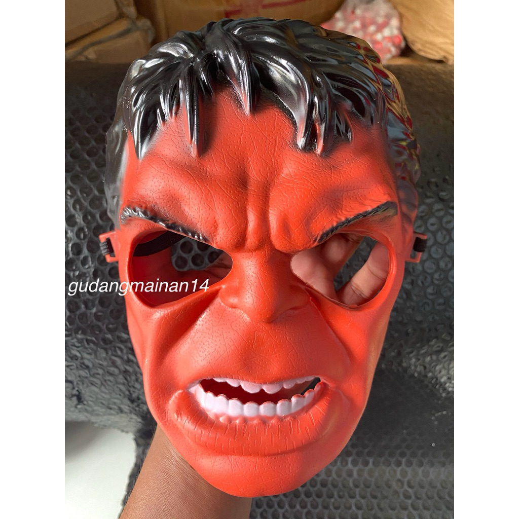 Mainan Anak Topeng Plastik Hulk Merah