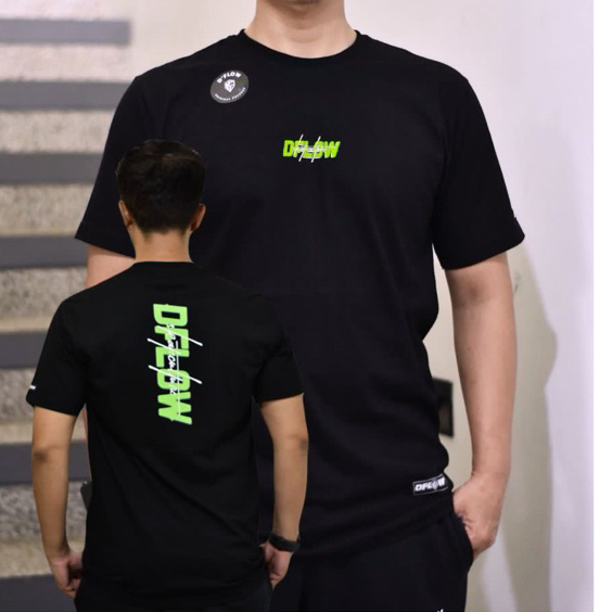 KAOS DFLOW HITAM SABLON HIJAU STABILO