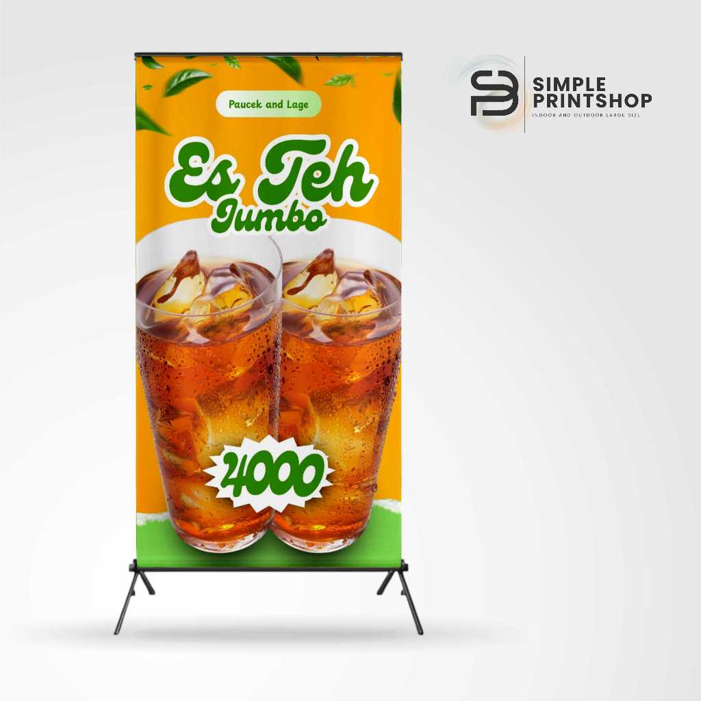print cetak spanduk banner 50x100 es teh leci custom desain