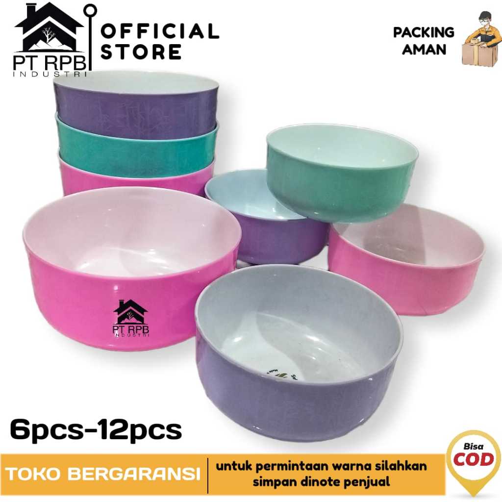 [6PCS-12PCS] Mangkuk Bulat Plastik Saffron Mangkok Makan Warna Cantik Tempat Sajian Makanan