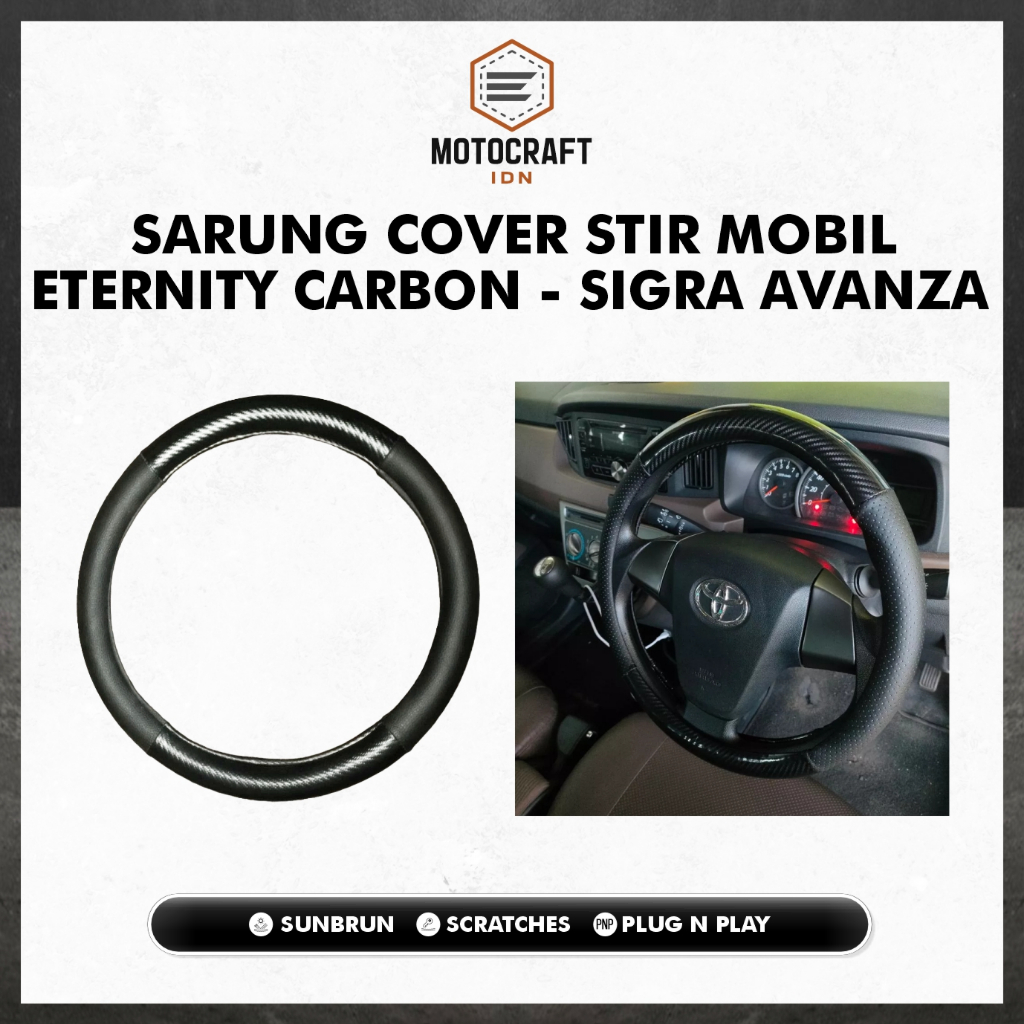 Cover Stir Eternity Carbon / Sarung Stir Mobil SIGRA AVANZA Universal