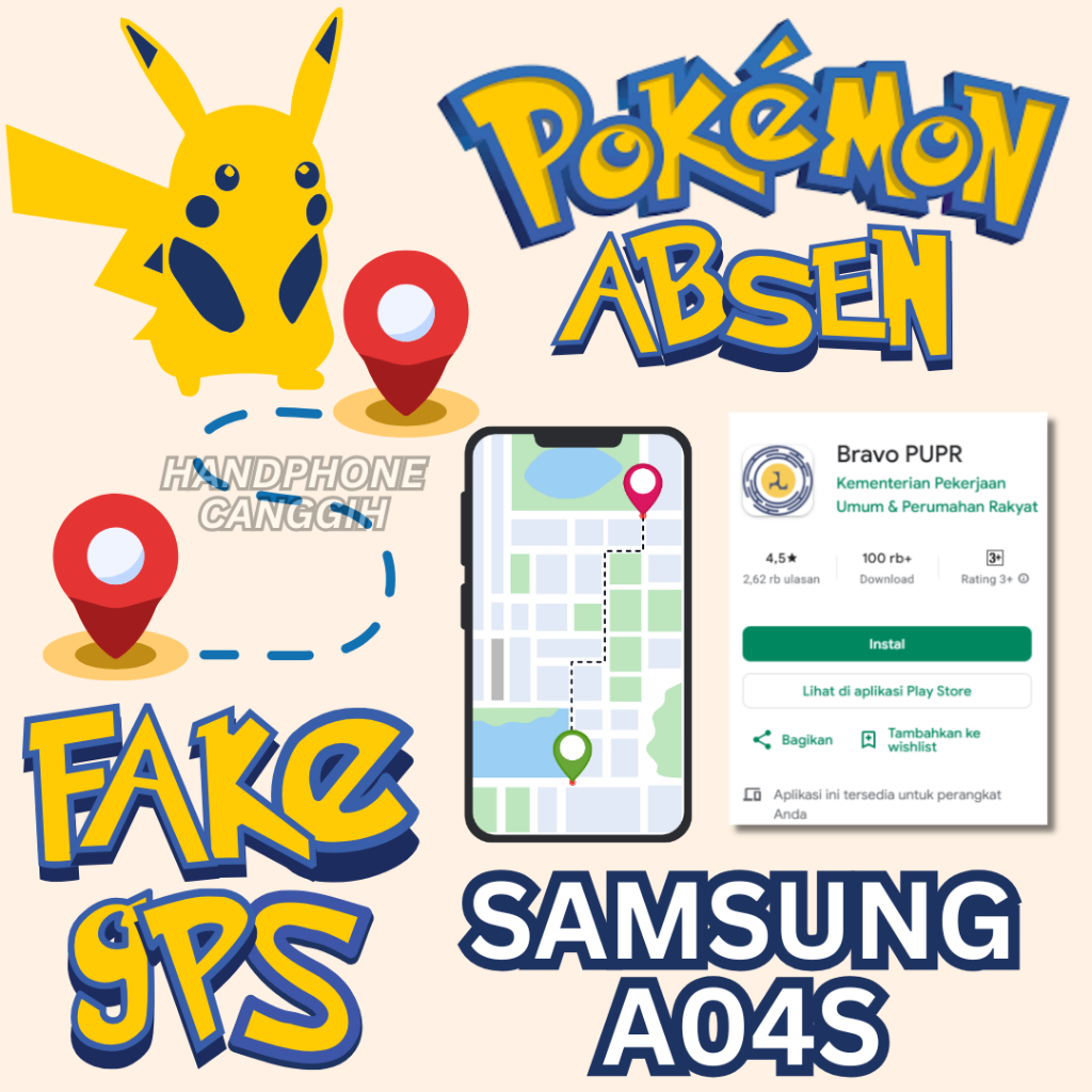 hp absen online pokemon fake gps absen jarak jauh samsung A04S hp bekas pakai original 100%