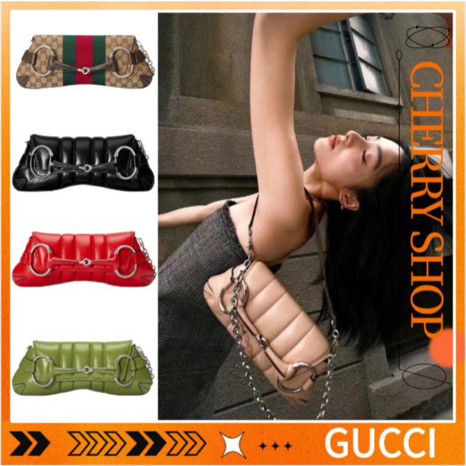 Tas selempang kecil Gucci Horsebit Chain/Tas tangan/tas ketiak wanita