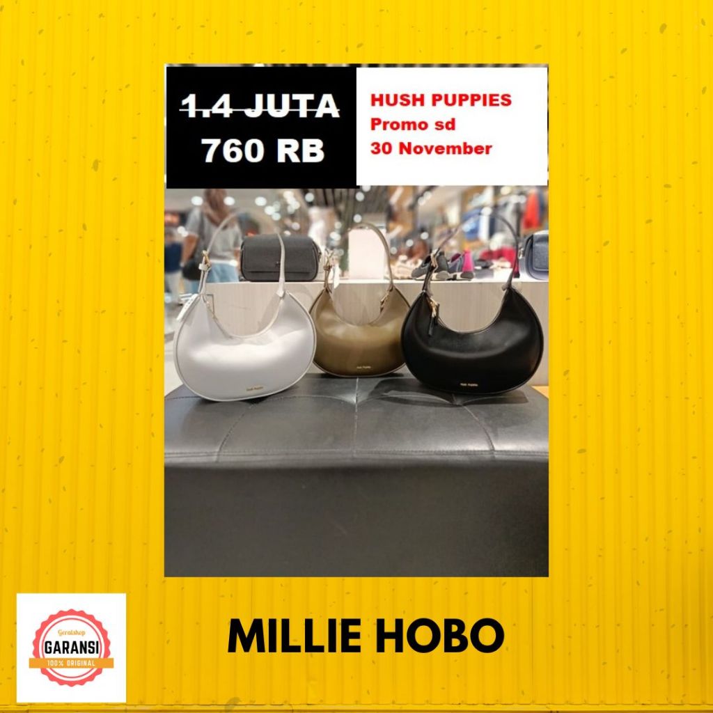 Tas wanita seri MILLIE HOBO satchel bag Hush Puppies 100% original store