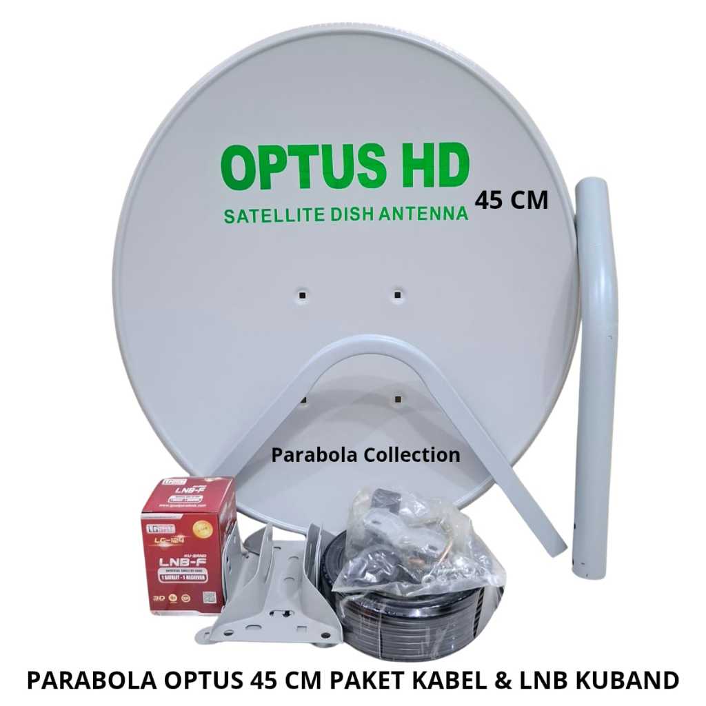 Parabola Optus 45 cm Abu Paket Kabel+Lnb Kuband