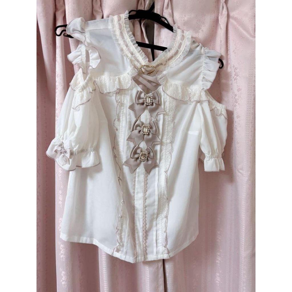 [WTS/PRELOVED] JIRAI KEI TOP BLOUSE PINK WHITE LIZ LISA DXPE TAOBA0