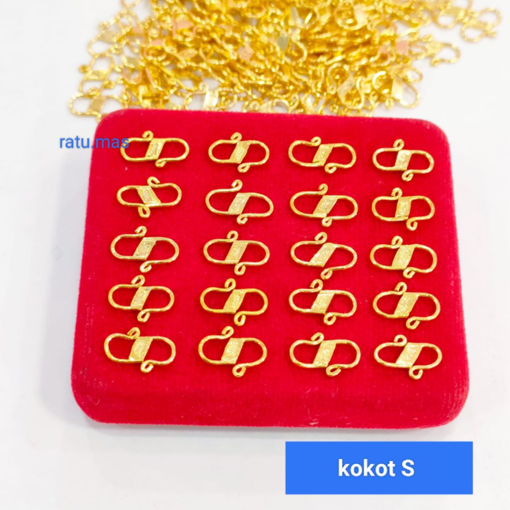 kaitan S/kokot Perak Asli 925 Lapis Emas