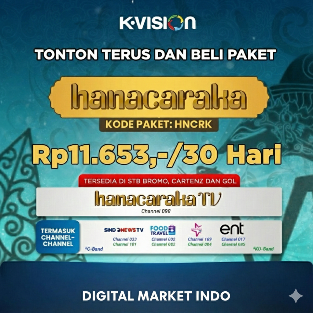 PAKET HANACARAKA TV 6 BULAN || PAKET HANACARAKA TV STB K-VISION 5 MENIT LANGSUNG AKTIF