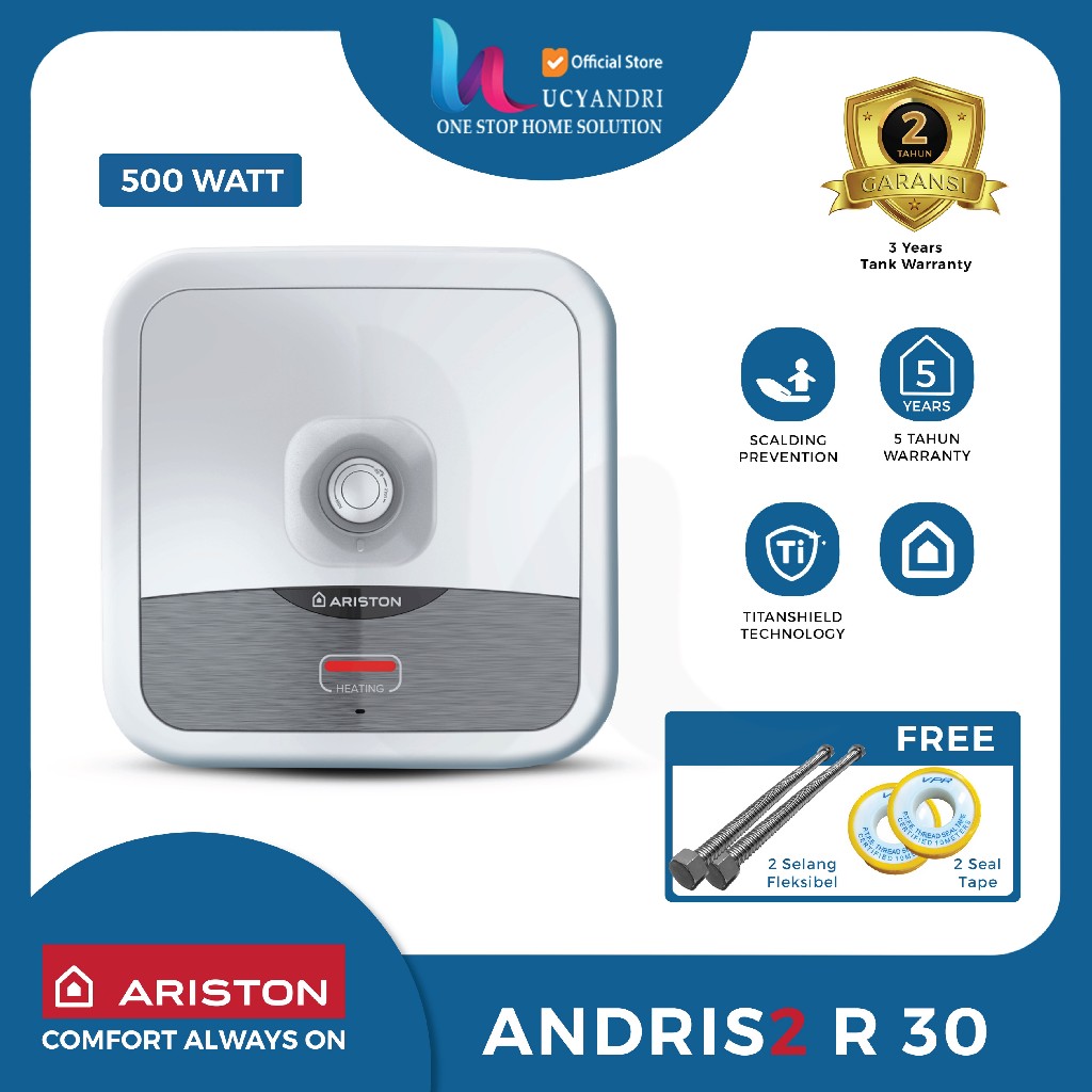 Water Heater Ariston 30 Liter | Water Heater Listrik ARISTON ANDRIS2 R 30 L NEW MODEL