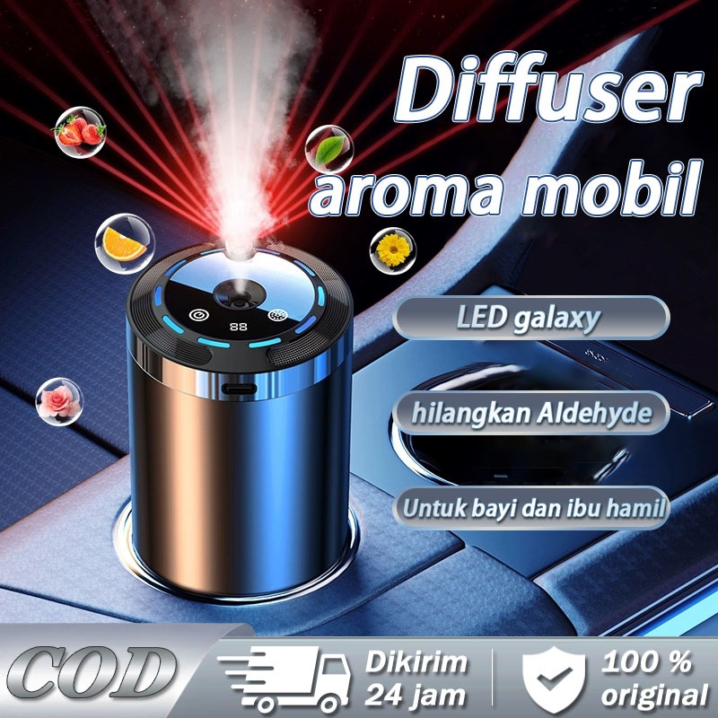 Diffuser Mobil dengan Proyektor Bintang | Lampu Mood 5 Warna, Aman untuk Ibu & Bayi, Penghilang Bau,