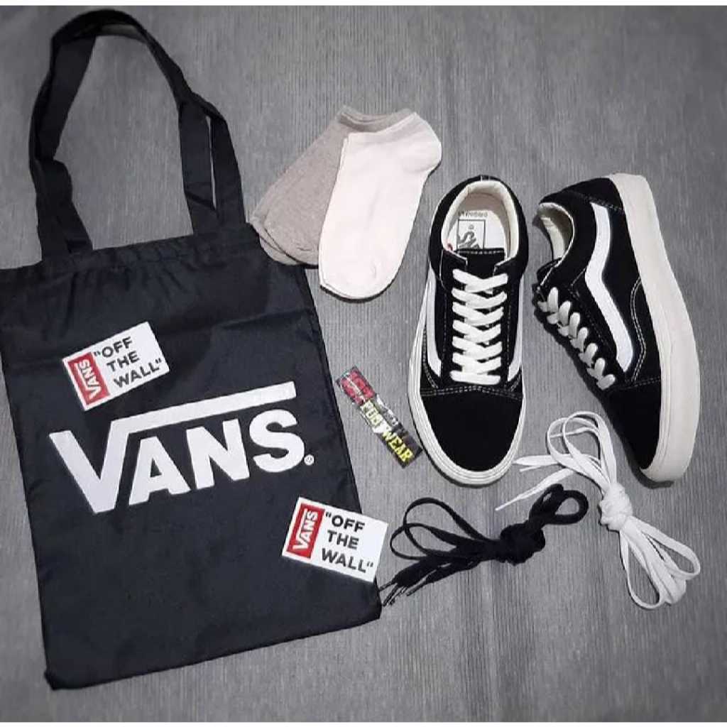 Promo Sepatu Vans Old School Premium Grade Original 100% Sepatu Sneakers Casual Pria Hitam Keren