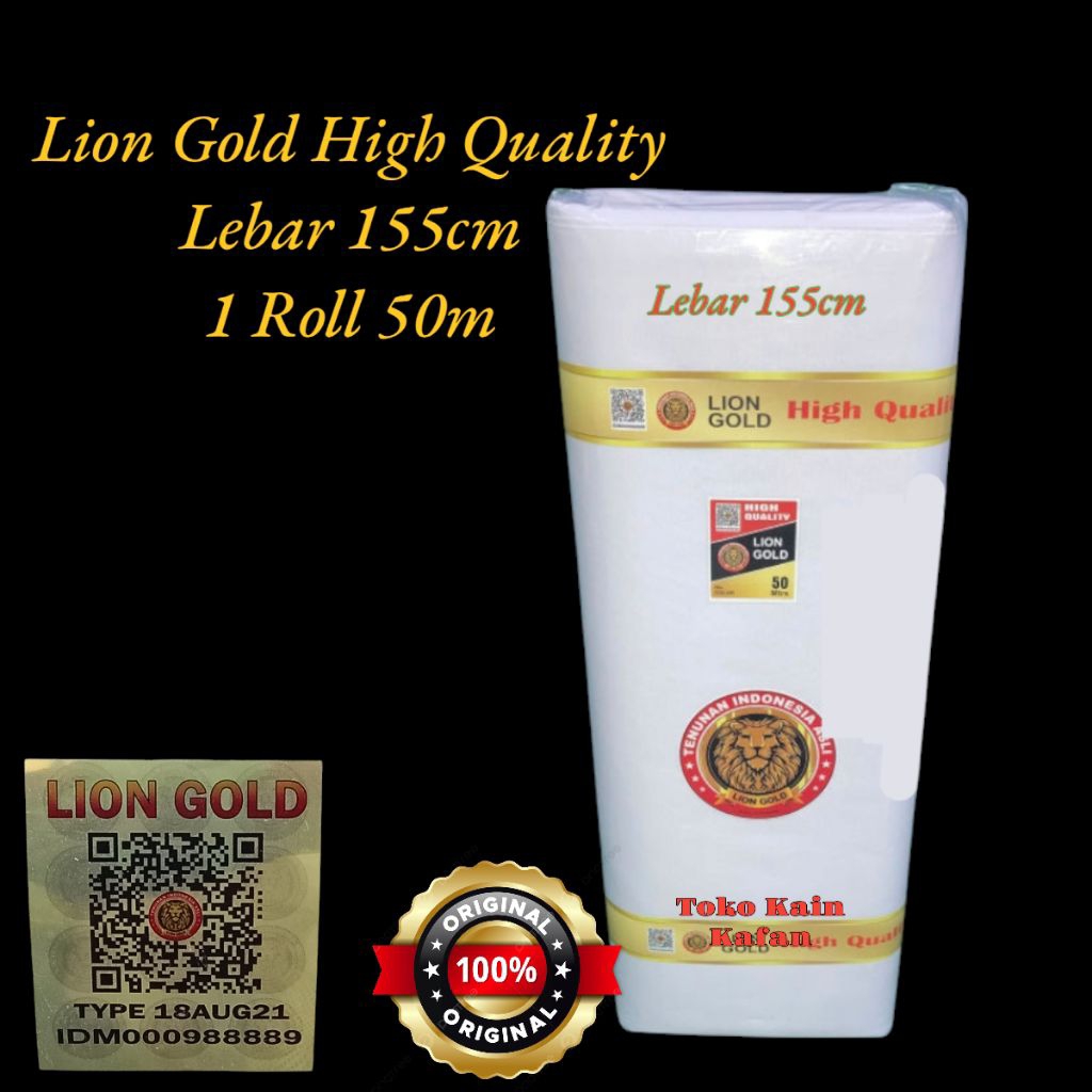 Kain kafan Lion Gold lebar 155 cm x 50m - Kain kafan lebar 155cm 1 Roll - Grosir kain kafan - toko k
