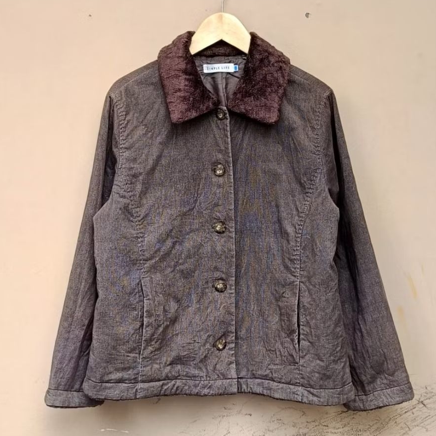 Jacket corduroy casual simple life sherpa vintage brown