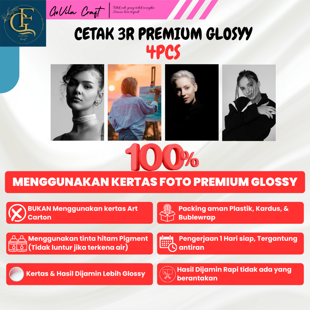 [4PCS] Cetak Foto 3R PREMIUM GLOSSY| 4PCS Kertas FOTO PREMIUM GLOSSY