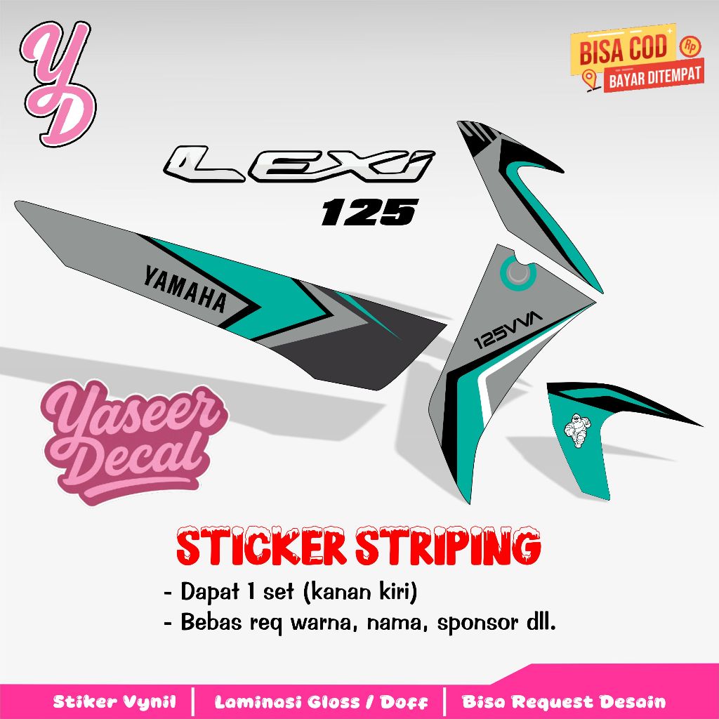 Striping Lexi - Stiker Sticker Striping Variasi Lis Yamaha Lexi - Striping Hologram Lexi Simple