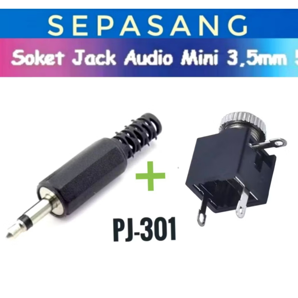 Sepasang Jack Mono 1 Pasang Male + Female 3.5mm Jack DC