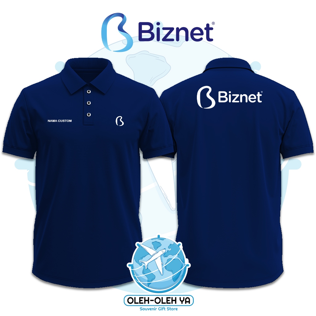 Oleh Oleh Ya Kaos Kerah Wangki Polo Shirt Kaos Kerja Wangki - Biznet Networks - Sablon DTF Bordir O2