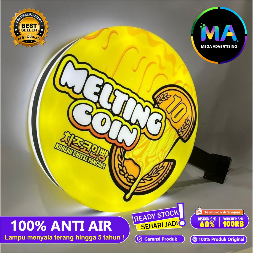 Neon Box Akrilik Bulat Custom 2 Sisi