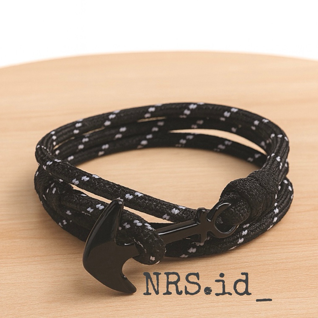 (COD) Gelang Jangkar Besi Paracord 4mm – Gelang Tali Hitam Pria Unisex Bukan Perusik Style Casual