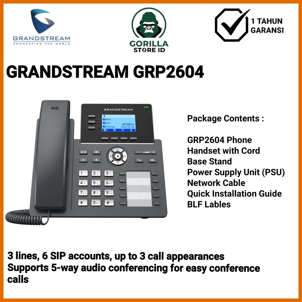 Grandstream GRP2604 3-Line Essential IP Phone