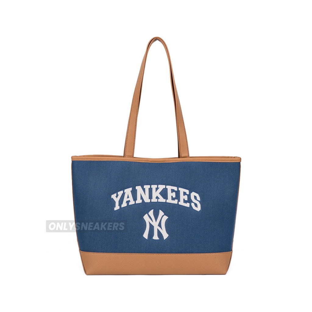 MLB VARSITY BASIC CANVAS LARGE TOTE BAG NEW YORK YANKEES BLUE