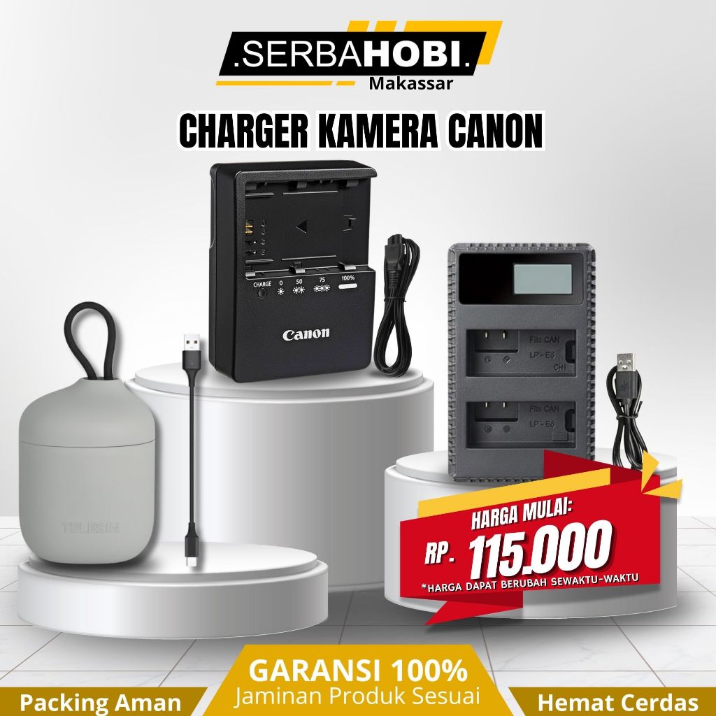CHARGER KAMERA CANON - Lp e8 -  Lp e10 -LP e6 - LC-E5 - Lc-E8C - Cb-2LTE - LC-E12 - Cocok Untuk Kame