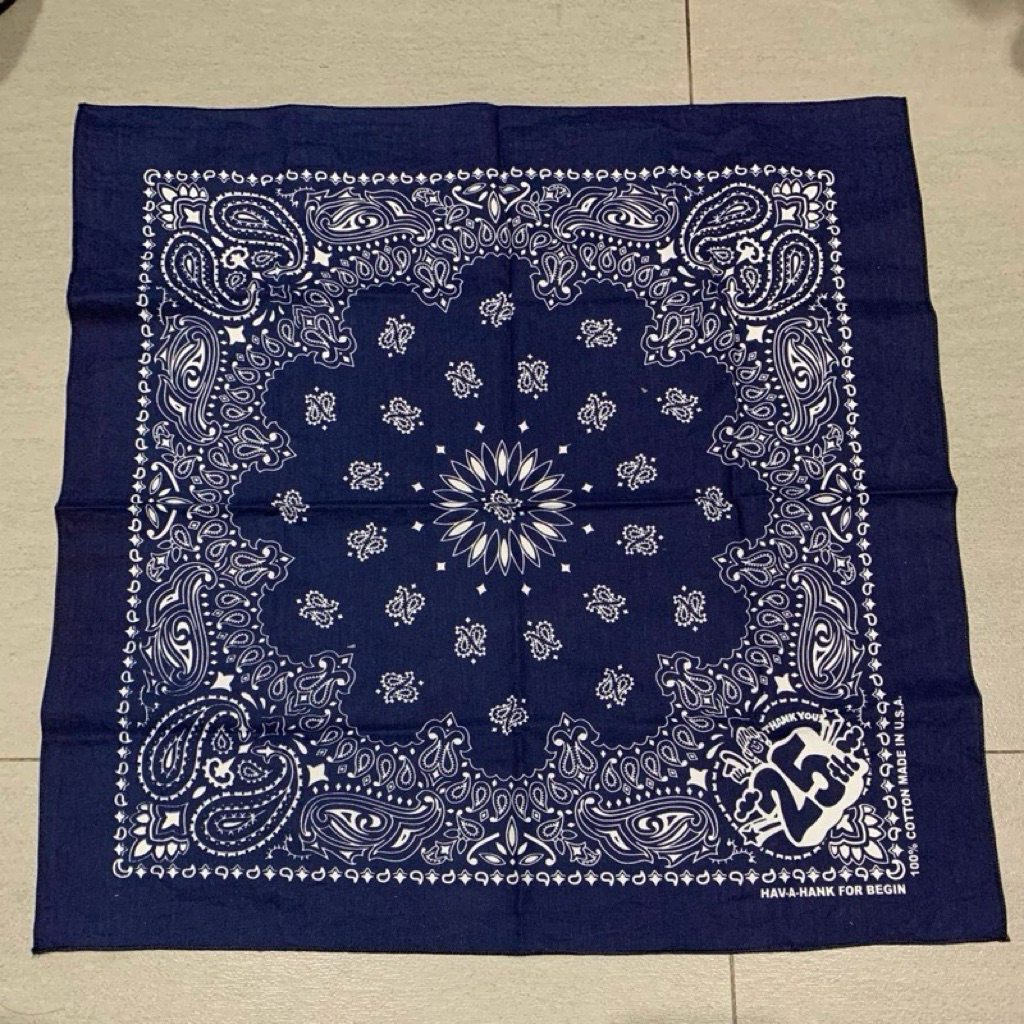 Bandana Paisley Have-A-Hank Dark Navy Made in USA Brand New Old Stock Import