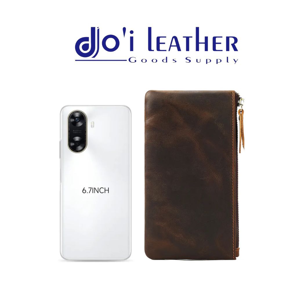 DOI LEATHER Dompet Panjang Wanita/PriaTipis Panjang KULIT ASLI POUCH WALLET KULIT ASLI Dompet Tipis 
