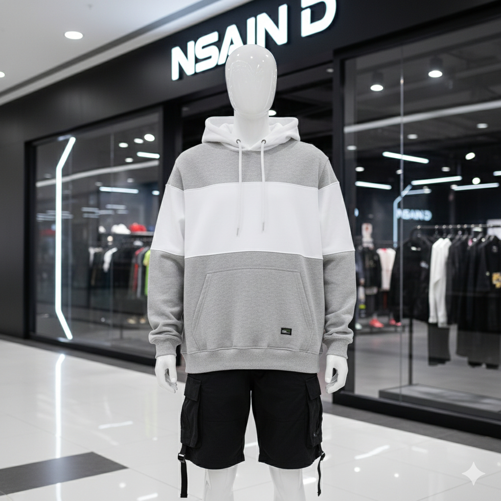 Nsa Ind Hoodie Two Colour  Block misty white