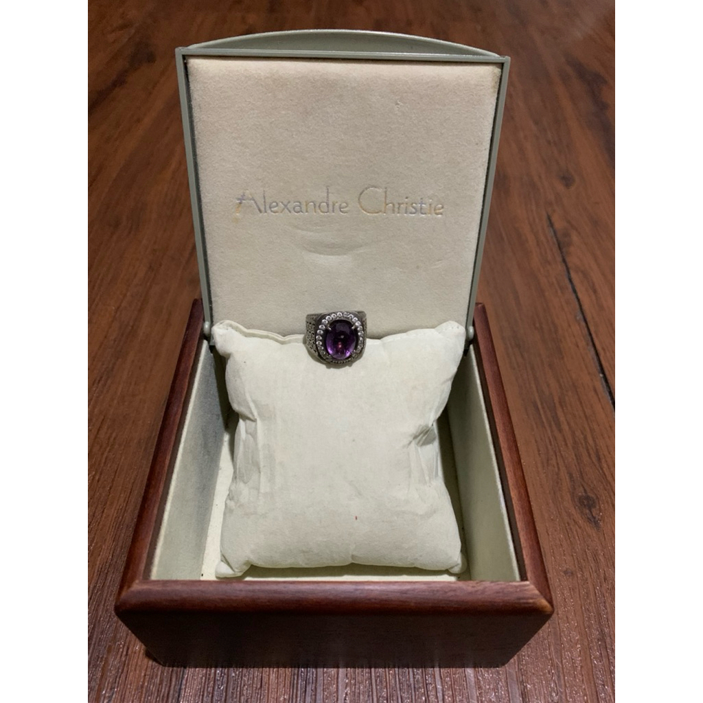 Batu kecubung Kalimantan ring perak tebal UK.ring 16