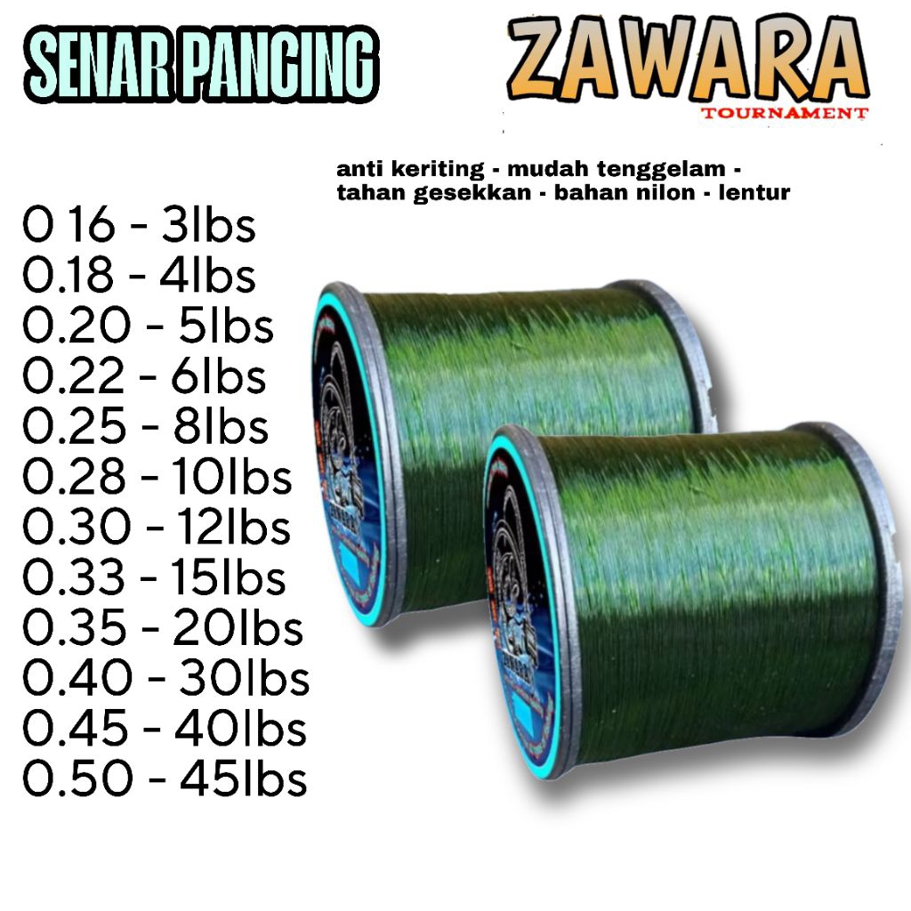 Senar pancing hijau lumut Roll besar Zawara senar pancing olahan lentur elastis anti keriting