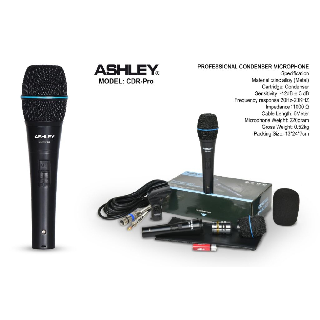Mic kabel Condensor Ashley CDR Pro mic Condenser original