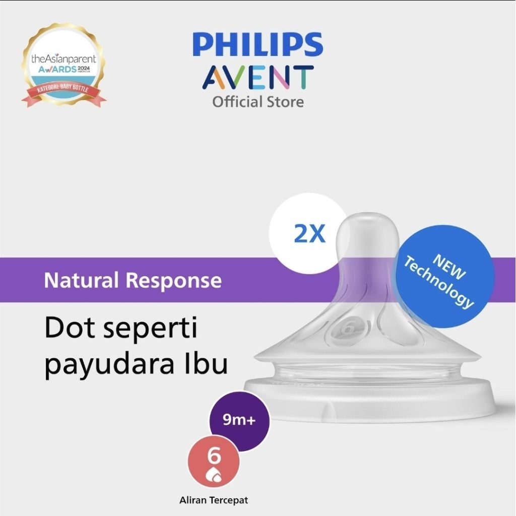 PHILLIPS AVENT Karet Dot Botol Susu Bayi Naturals Response Isi 2 Pcs/ Avent Teat SCY964