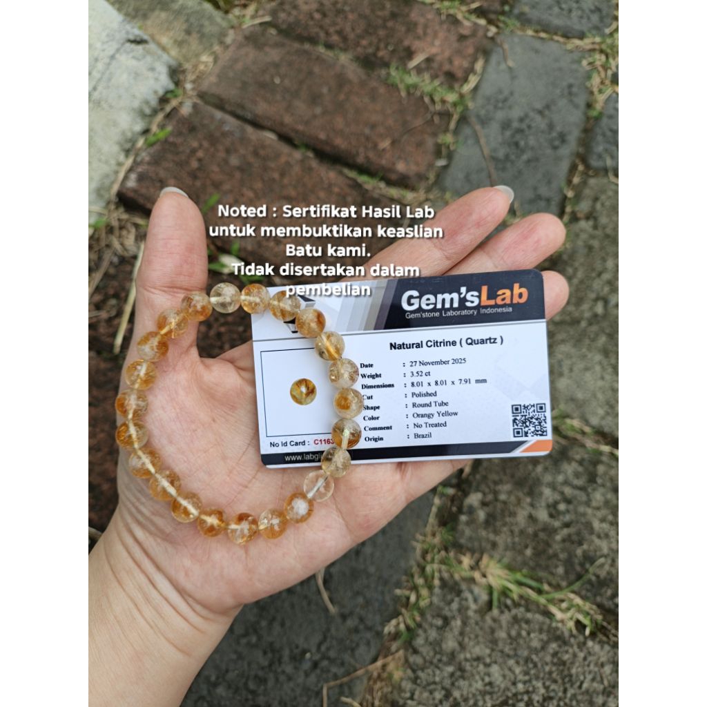 Gelang Batu Alam Asli Citrine Dot White – Menarik Rezeki & Energi Positif