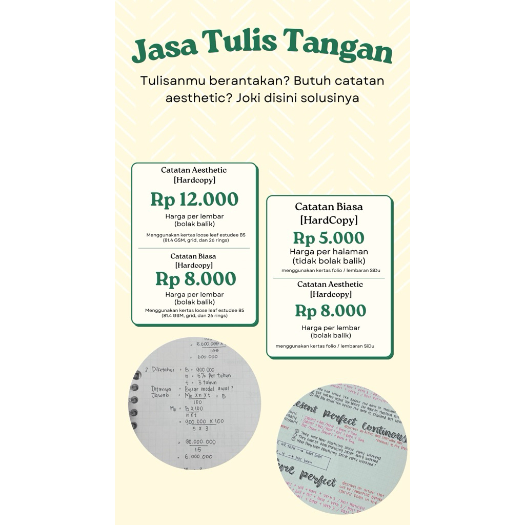 Jasa Tulisan Tangan Catatan / Tugas | Hardcopy