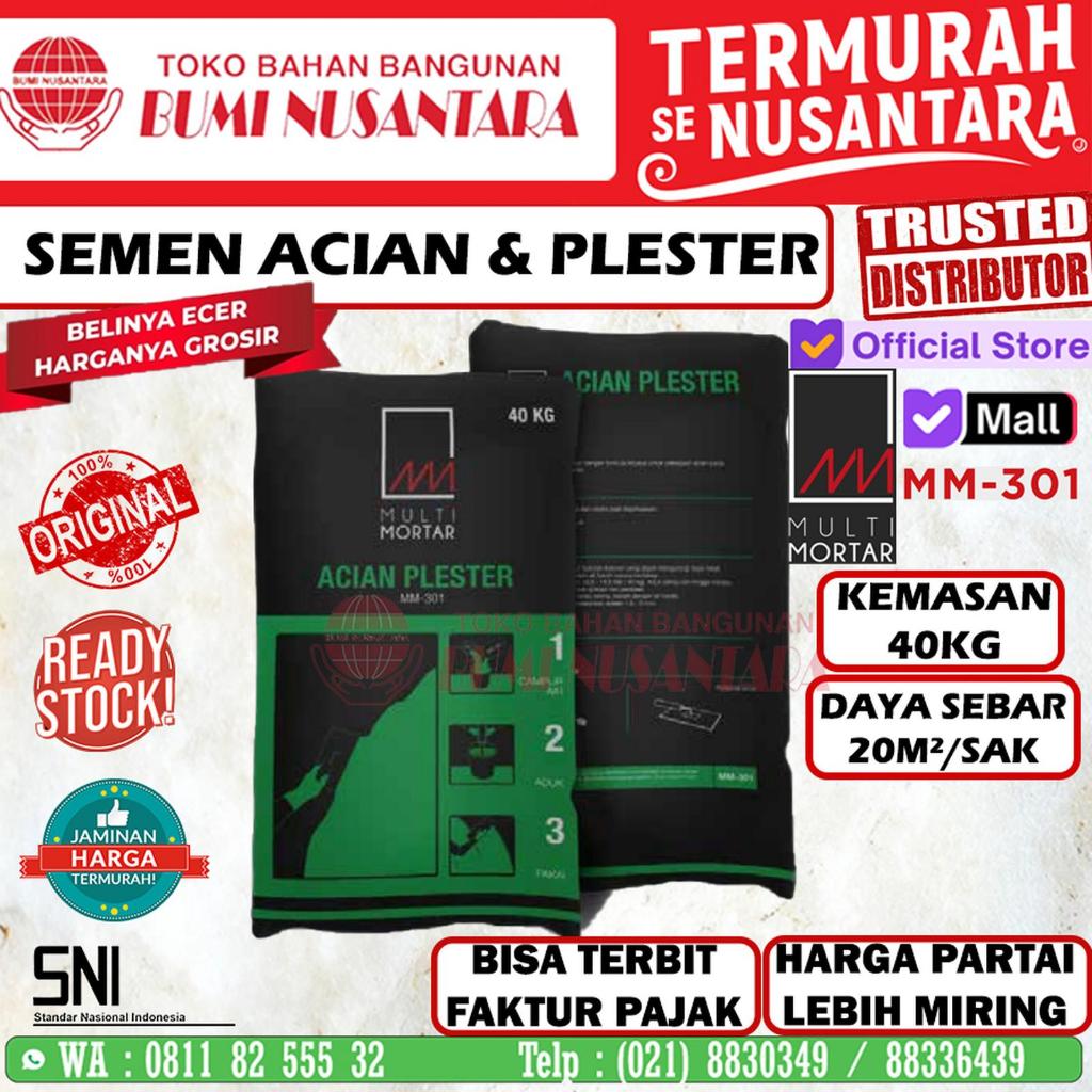 Semen Acian dan Plester 40kg Premium Multi Mortar MM301 Plaster Instan Dinding Hebel Skimwall