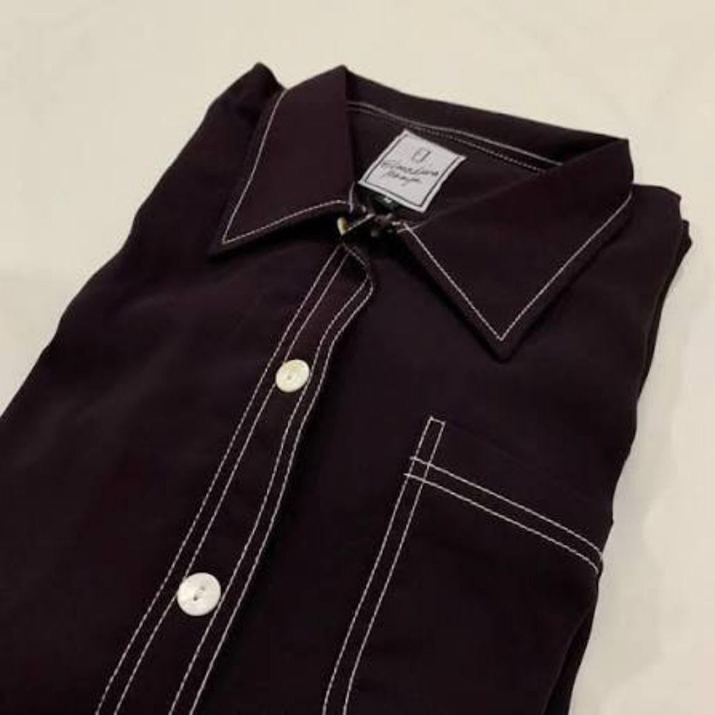 preloved set kemeja abaya elmadina size S smokey brown dan raisin XS