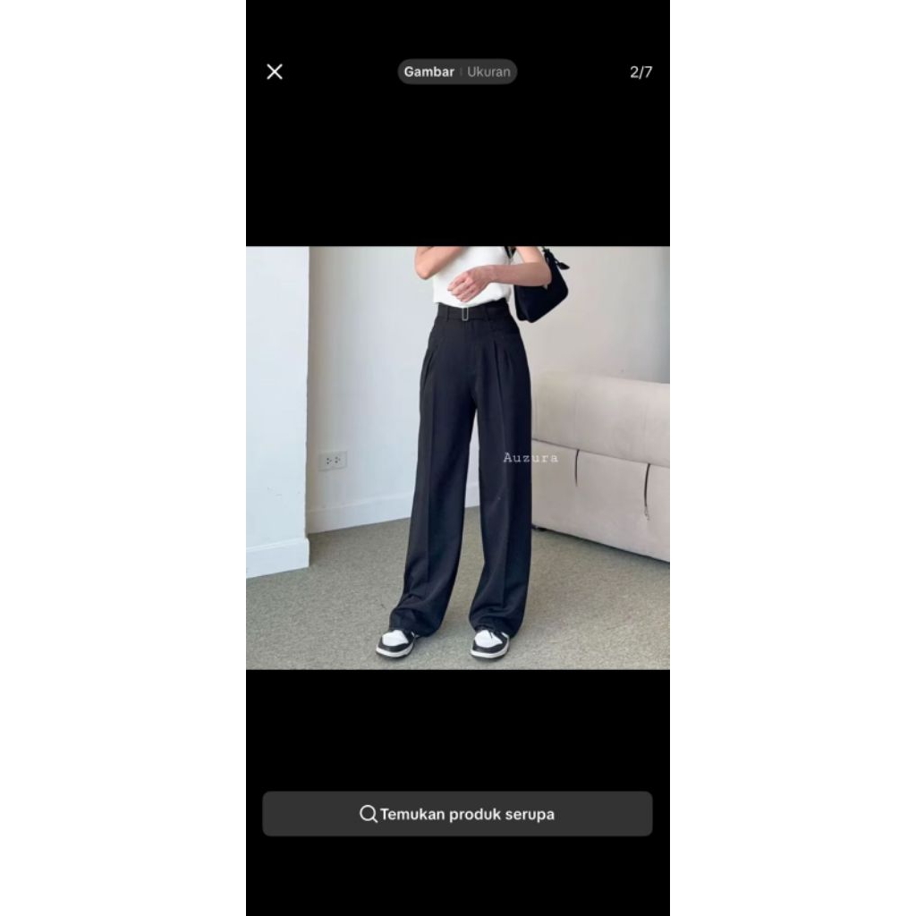 preloved celana loose pants, auzura obi pants, highwaist hitam