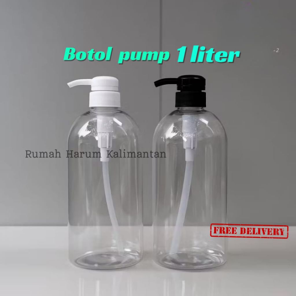 Botol Pump 1 liter Botol Pump 1000 MI Tebal Sabun Mandi Hand Sanitizer Pet Plastik